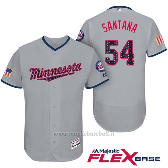 Maglia Baseball Uomo Minnesota Twins 2017 Estrellas y Rayas Ervin Santana Grigio Flex Base